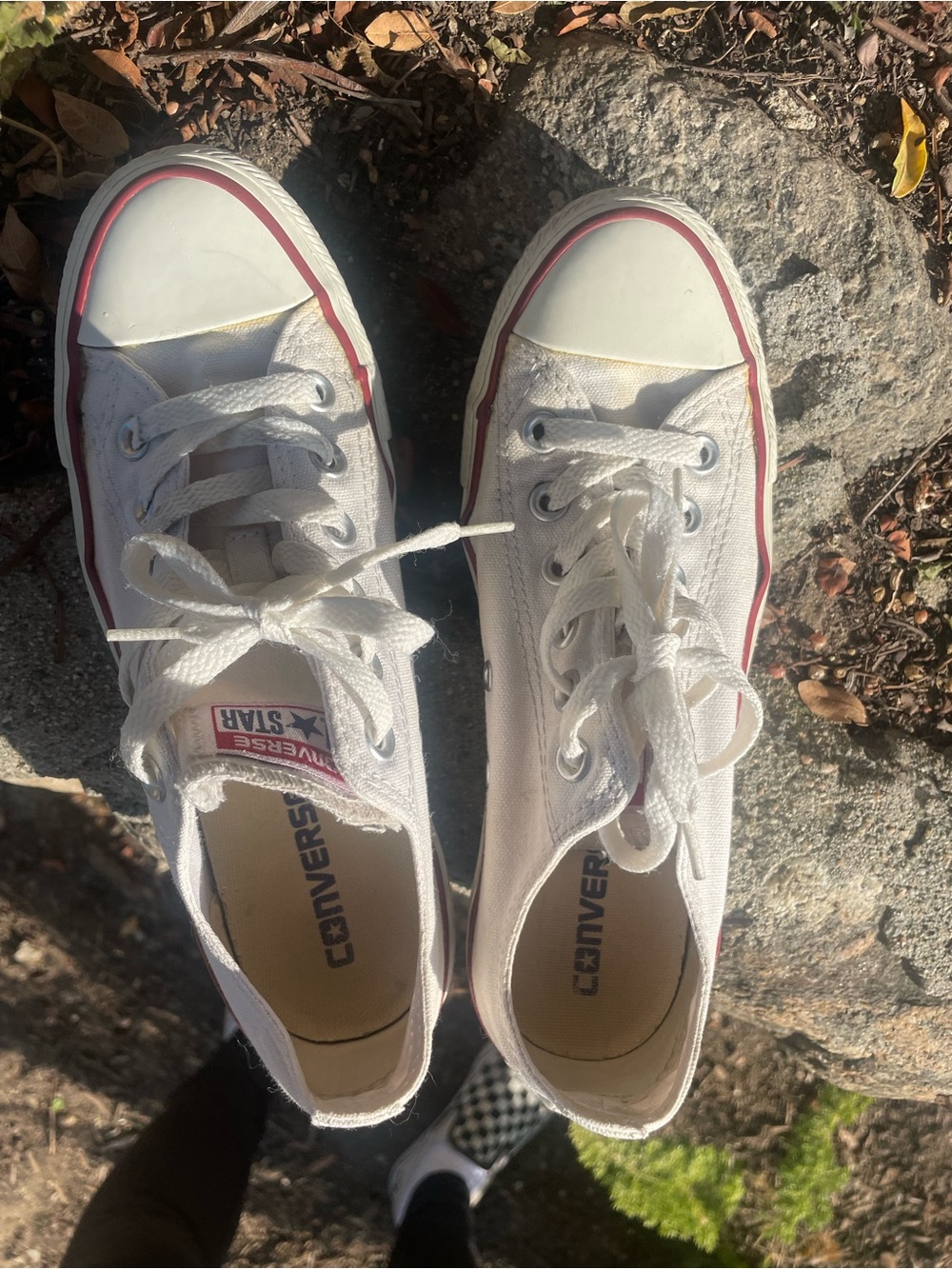 Converse White Canvas women’s Sneakers with Red Trim